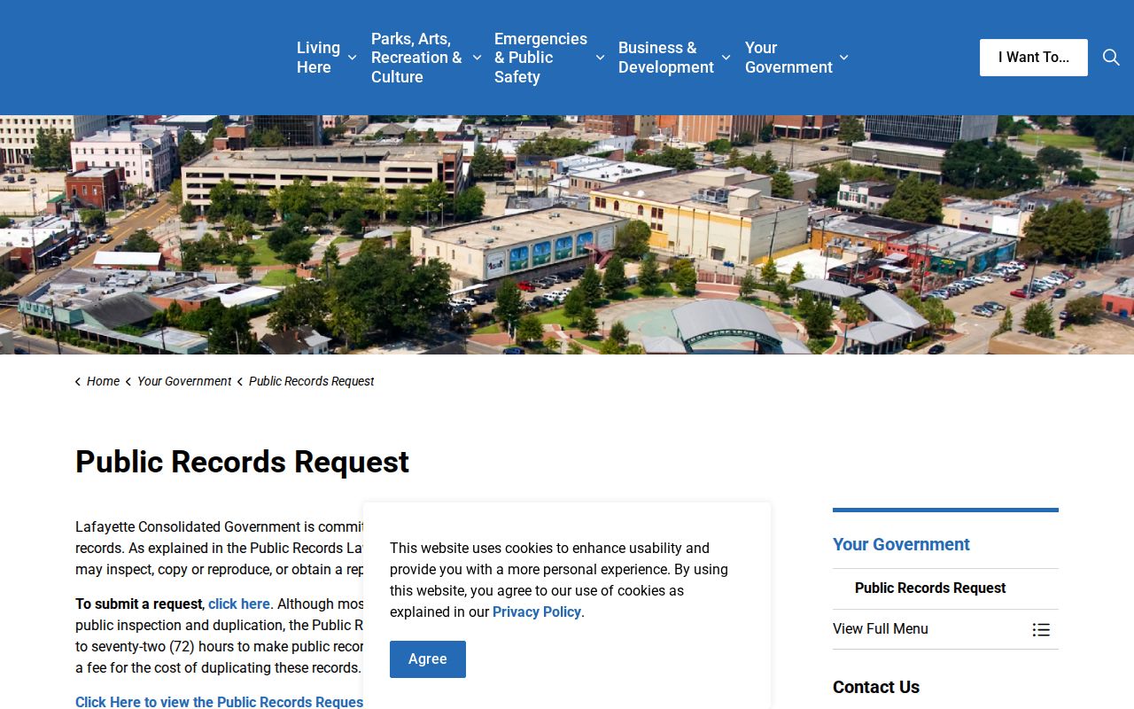 Lafayette Consolidated Government public records request guidance